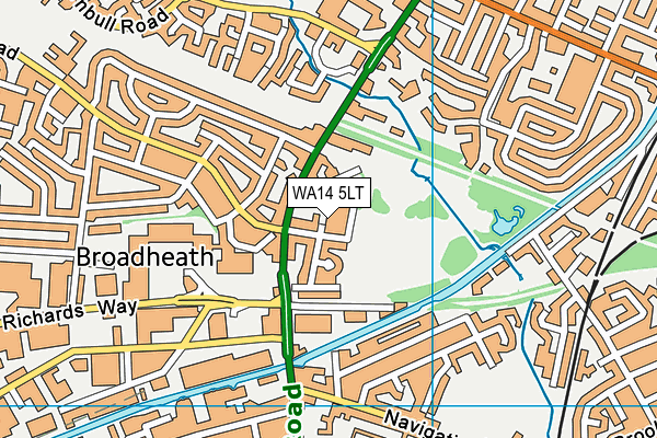 WA14 5LT map - OS VectorMap District (Ordnance Survey)