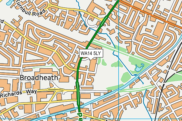 WA14 5LY map - OS VectorMap District (Ordnance Survey)