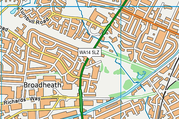 WA14 5LZ map - OS VectorMap District (Ordnance Survey)