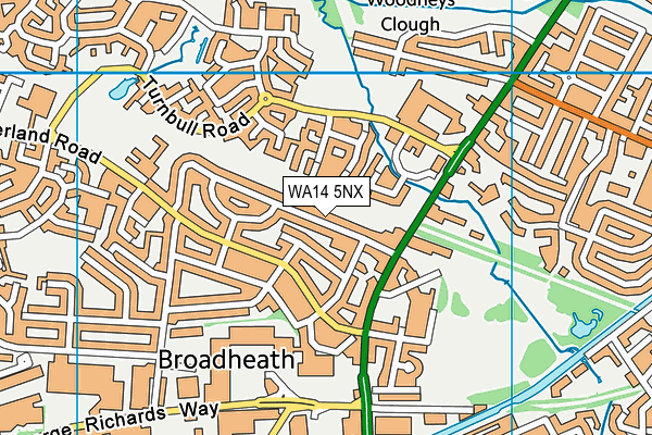 WA14 5NX map - OS VectorMap District (Ordnance Survey)