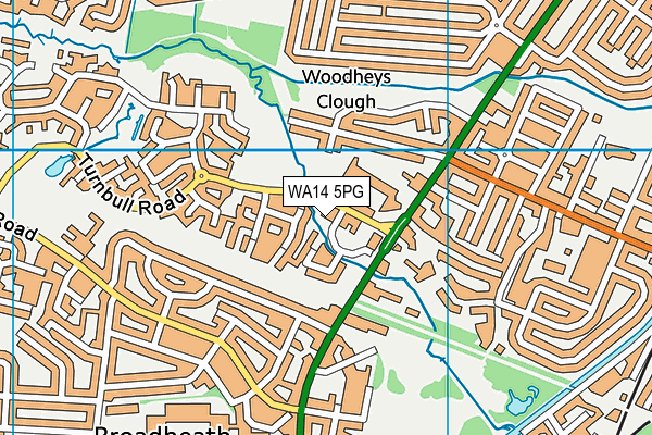 WA14 5PG map - OS VectorMap District (Ordnance Survey)