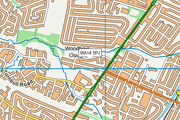 WA14 5PJ map - OS VectorMap District (Ordnance Survey)