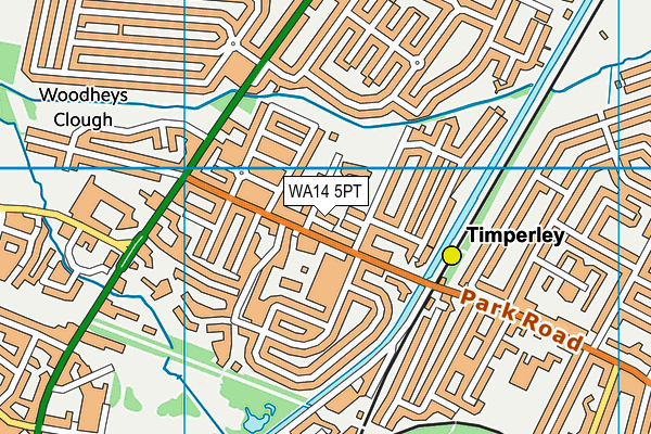 WA14 5PT map - OS VectorMap District (Ordnance Survey)
