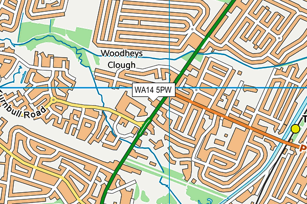 WA14 5PW map - OS VectorMap District (Ordnance Survey)