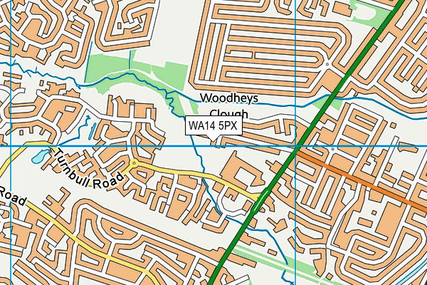 WA14 5PX map - OS VectorMap District (Ordnance Survey)