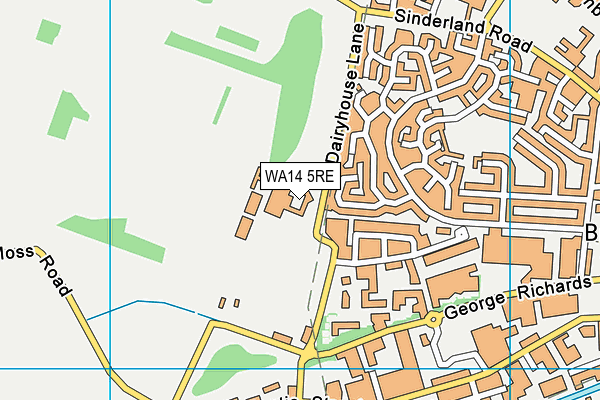 WA14 5RE map - OS VectorMap District (Ordnance Survey)