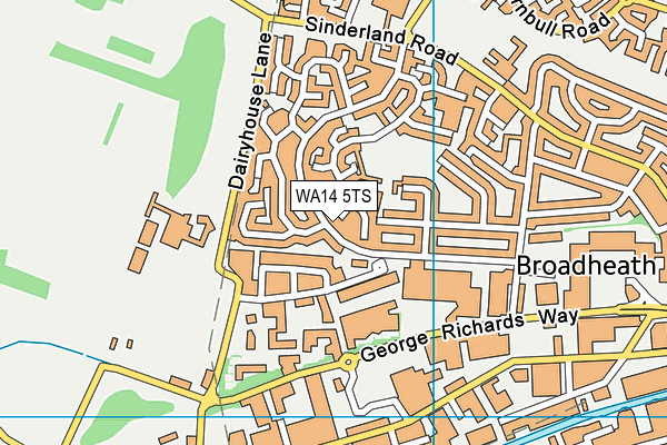 WA14 5TS map - OS VectorMap District (Ordnance Survey)