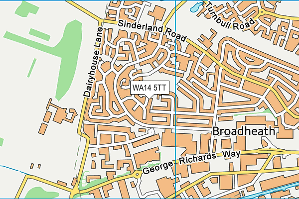 WA14 5TT map - OS VectorMap District (Ordnance Survey)