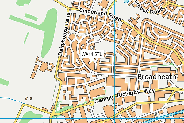 WA14 5TU map - OS VectorMap District (Ordnance Survey)