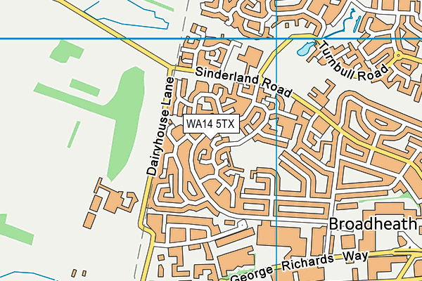 WA14 5TX map - OS VectorMap District (Ordnance Survey)