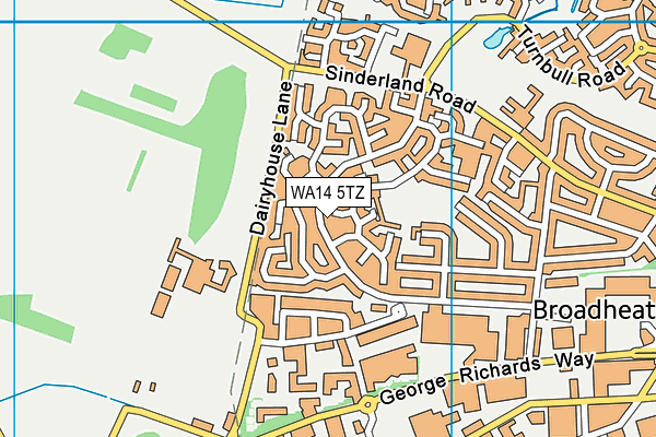 WA14 5TZ map - OS VectorMap District (Ordnance Survey)