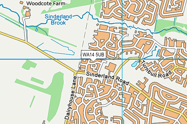 WA14 5UB map - OS VectorMap District (Ordnance Survey)