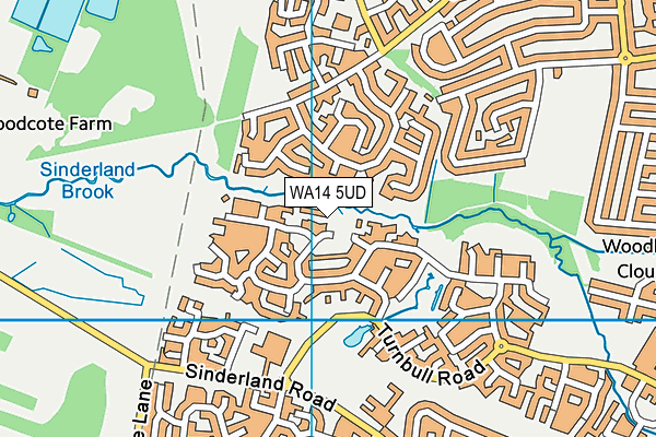 WA14 5UD map - OS VectorMap District (Ordnance Survey)