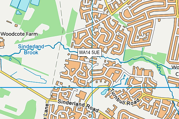 WA14 5UE map - OS VectorMap District (Ordnance Survey)