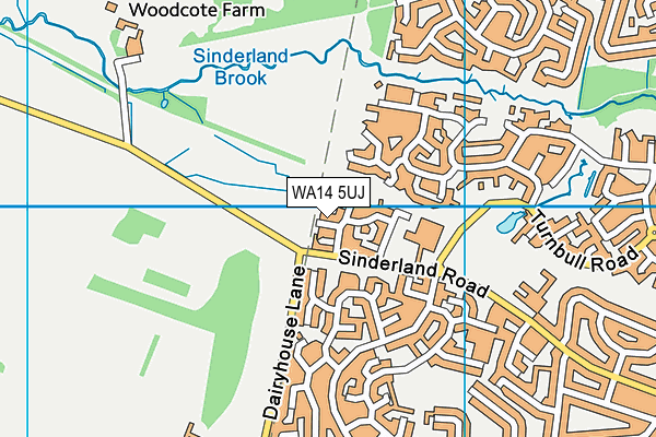 WA14 5UJ map - OS VectorMap District (Ordnance Survey)