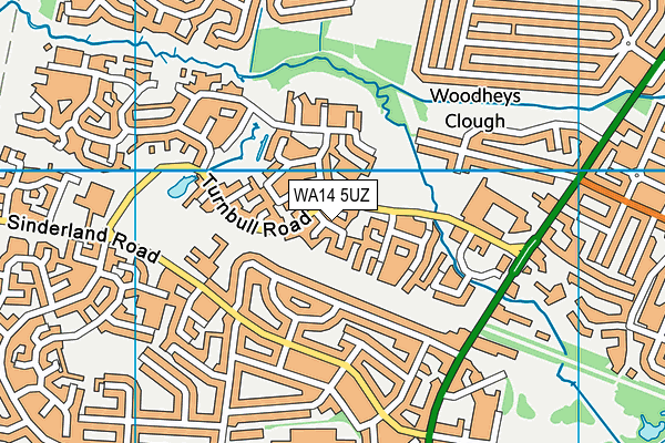 WA14 5UZ map - OS VectorMap District (Ordnance Survey)