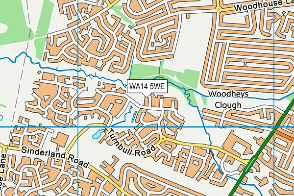 WA14 5WE map - OS VectorMap District (Ordnance Survey)