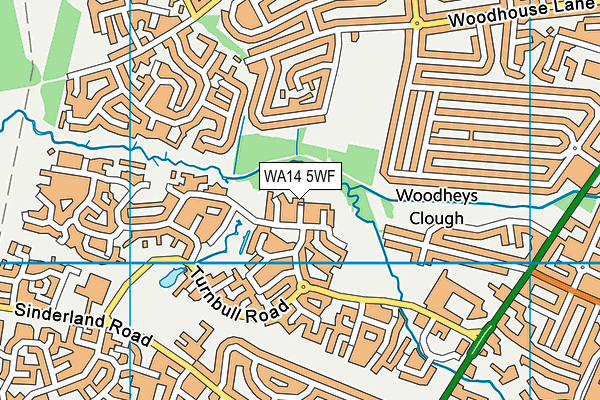 WA14 5WF map - OS VectorMap District (Ordnance Survey)