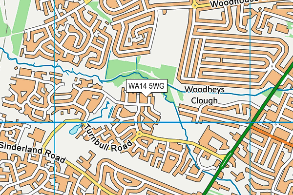 WA14 5WG map - OS VectorMap District (Ordnance Survey)