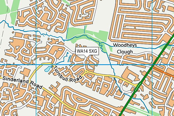 WA14 5XG map - OS VectorMap District (Ordnance Survey)