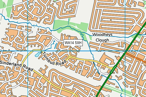 WA14 5XH map - OS VectorMap District (Ordnance Survey)