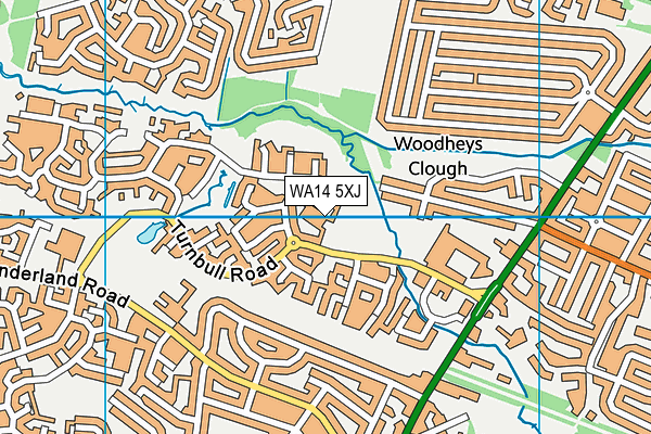 WA14 5XJ map - OS VectorMap District (Ordnance Survey)