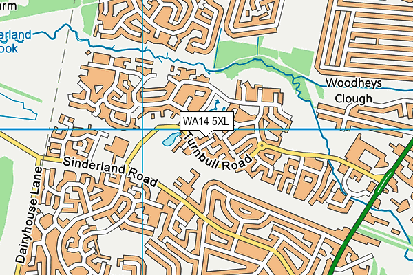 WA14 5XL map - OS VectorMap District (Ordnance Survey)
