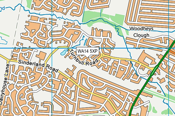 WA14 5XP map - OS VectorMap District (Ordnance Survey)