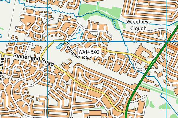 WA14 5XQ map - OS VectorMap District (Ordnance Survey)