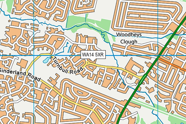 WA14 5XR map - OS VectorMap District (Ordnance Survey)