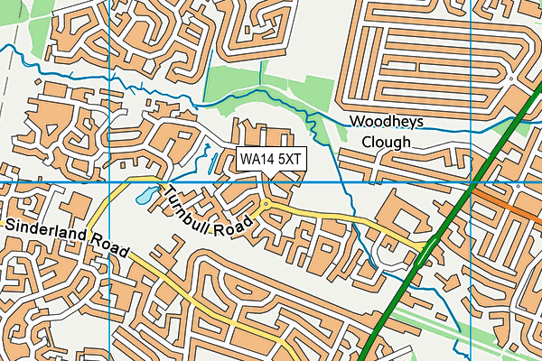 WA14 5XT map - OS VectorMap District (Ordnance Survey)