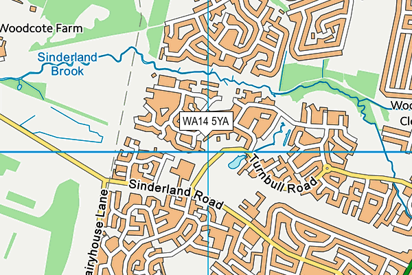WA14 5YA map - OS VectorMap District (Ordnance Survey)