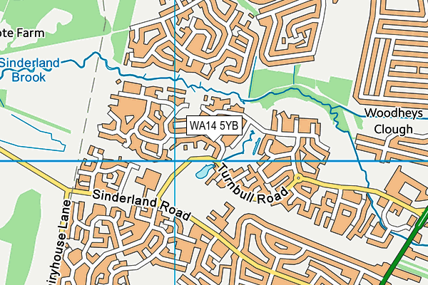 WA14 5YB map - OS VectorMap District (Ordnance Survey)