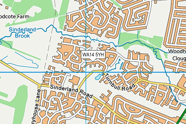 WA14 5YH map - OS VectorMap District (Ordnance Survey)