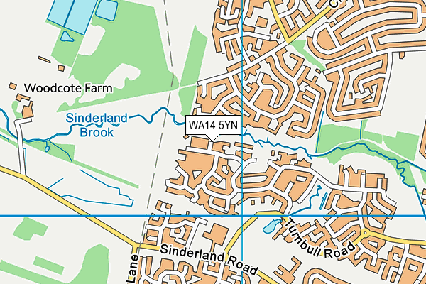 WA14 5YN map - OS VectorMap District (Ordnance Survey)