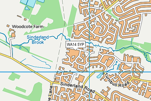 WA14 5YP map - OS VectorMap District (Ordnance Survey)