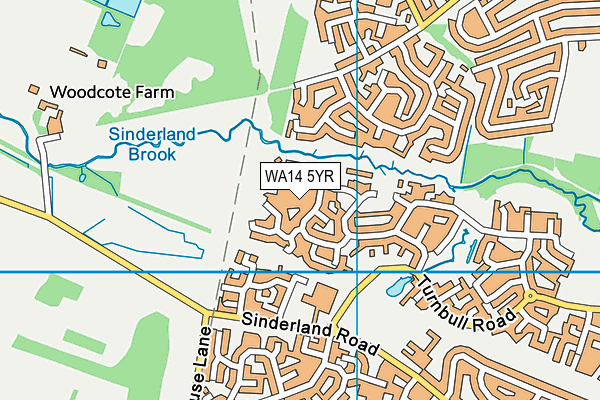 WA14 5YR map - OS VectorMap District (Ordnance Survey)