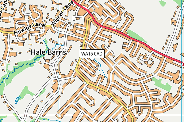 WA15 0AD map - OS VectorMap District (Ordnance Survey)
