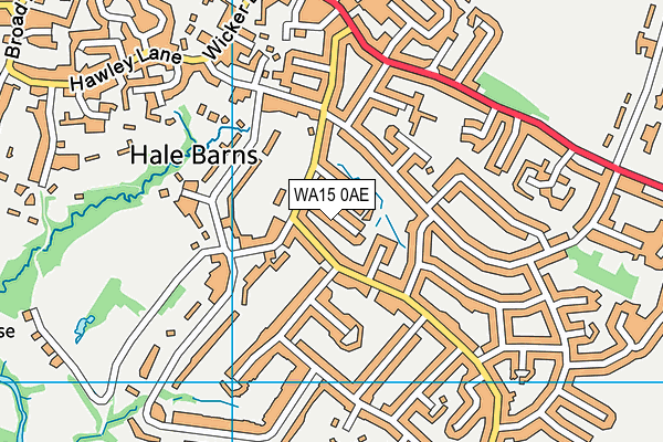 WA15 0AE map - OS VectorMap District (Ordnance Survey)
