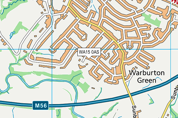 WA15 0AS map - OS VectorMap District (Ordnance Survey)
