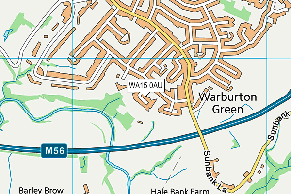 WA15 0AU map - OS VectorMap District (Ordnance Survey)