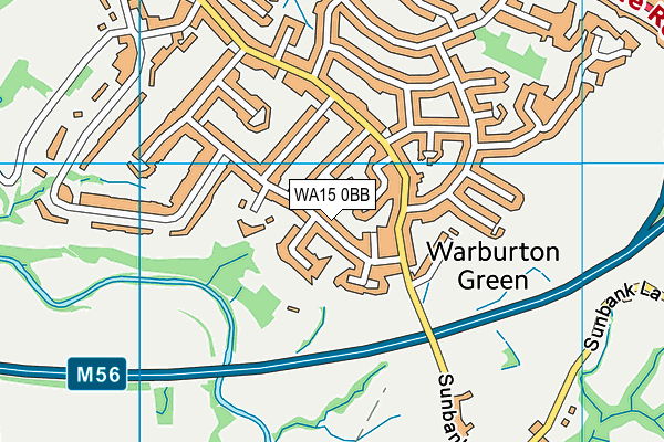 WA15 0BB map - OS VectorMap District (Ordnance Survey)