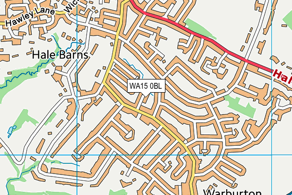 WA15 0BL map - OS VectorMap District (Ordnance Survey)