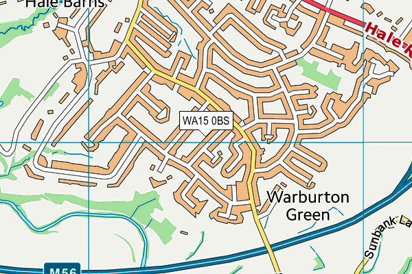 WA15 0BS map - OS VectorMap District (Ordnance Survey)