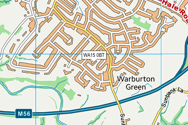 WA15 0BT map - OS VectorMap District (Ordnance Survey)