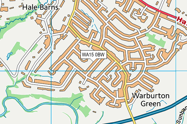 WA15 0BW map - OS VectorMap District (Ordnance Survey)