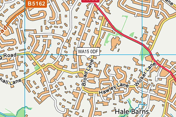 WA15 0DF map - OS VectorMap District (Ordnance Survey)