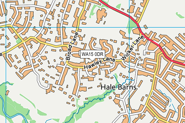 WA15 0DR map - OS VectorMap District (Ordnance Survey)