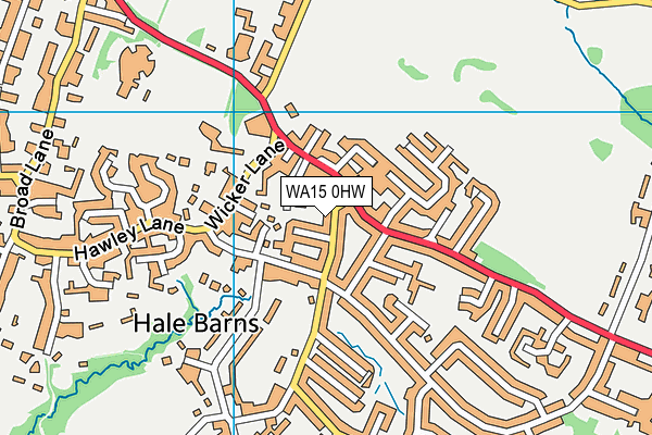 WA15 0HW map - OS VectorMap District (Ordnance Survey)