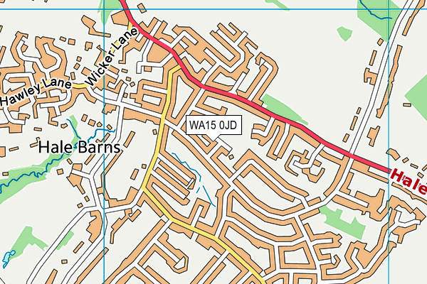 WA15 0JD map - OS VectorMap District (Ordnance Survey)